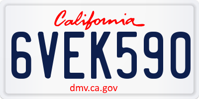 CA license plate 6VEK590