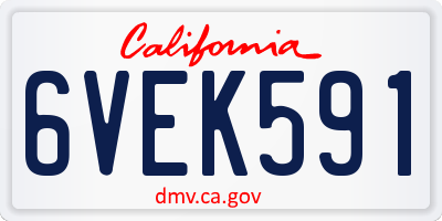 CA license plate 6VEK591