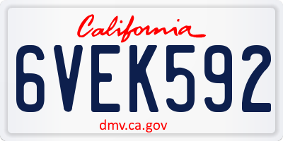 CA license plate 6VEK592