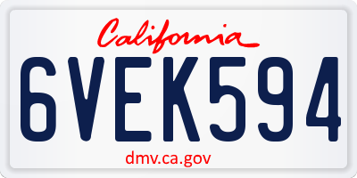 CA license plate 6VEK594