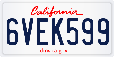 CA license plate 6VEK599