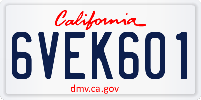 CA license plate 6VEK601