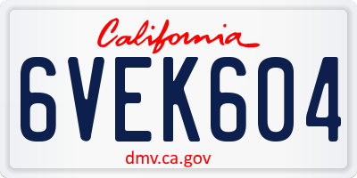 CA license plate 6VEK604