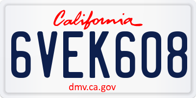 CA license plate 6VEK608