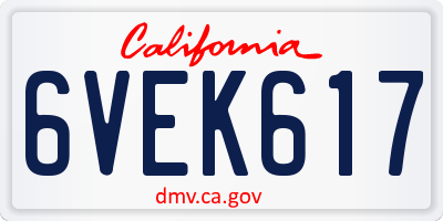 CA license plate 6VEK617