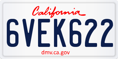 CA license plate 6VEK622