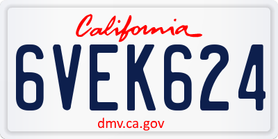 CA license plate 6VEK624
