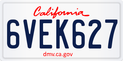 CA license plate 6VEK627