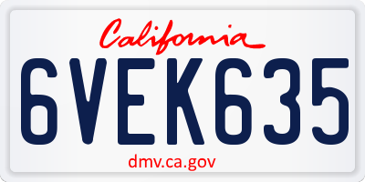 CA license plate 6VEK635