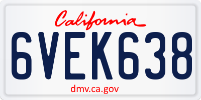 CA license plate 6VEK638