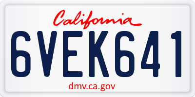 CA license plate 6VEK641