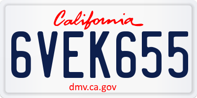 CA license plate 6VEK655