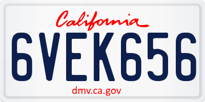 CA license plate 6VEK656