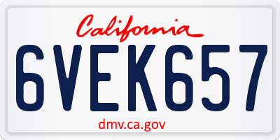 CA license plate 6VEK657