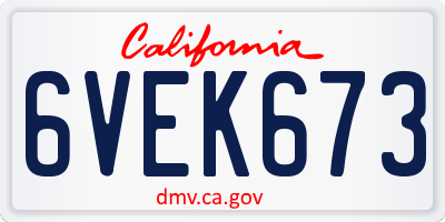 CA license plate 6VEK673