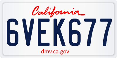 CA license plate 6VEK677
