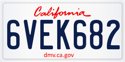 CA license plate 6VEK682