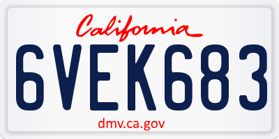 CA license plate 6VEK683