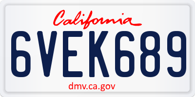 CA license plate 6VEK689