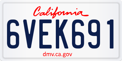 CA license plate 6VEK691