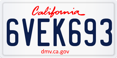 CA license plate 6VEK693