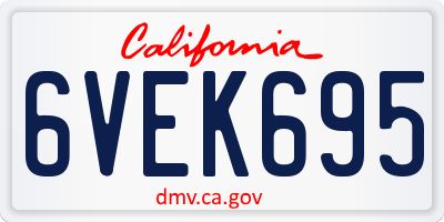 CA license plate 6VEK695