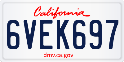CA license plate 6VEK697