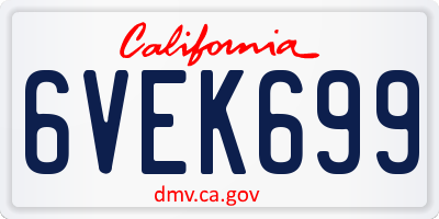 CA license plate 6VEK699