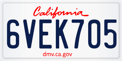CA license plate 6VEK705