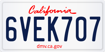 CA license plate 6VEK707