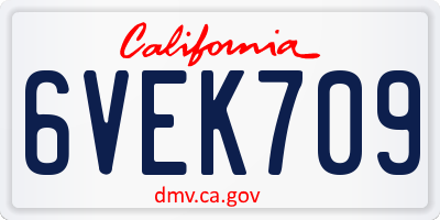 CA license plate 6VEK709