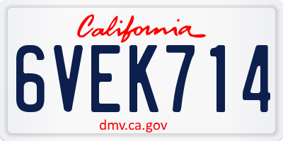 CA license plate 6VEK714