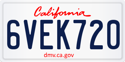 CA license plate 6VEK720