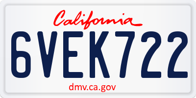 CA license plate 6VEK722