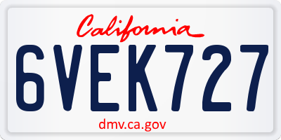 CA license plate 6VEK727