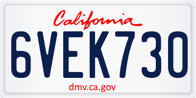 CA license plate 6VEK730