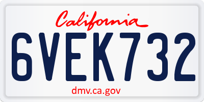 CA license plate 6VEK732