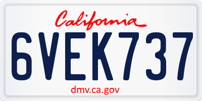 CA license plate 6VEK737