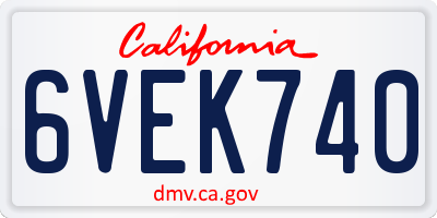 CA license plate 6VEK740