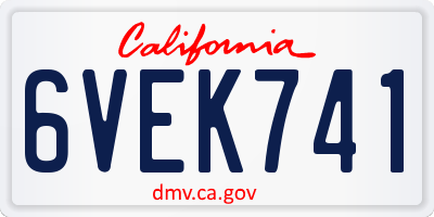 CA license plate 6VEK741