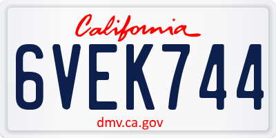 CA license plate 6VEK744
