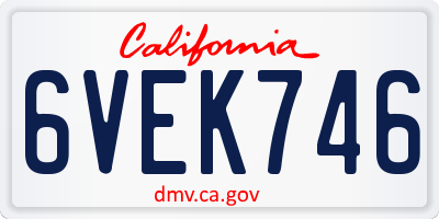 CA license plate 6VEK746