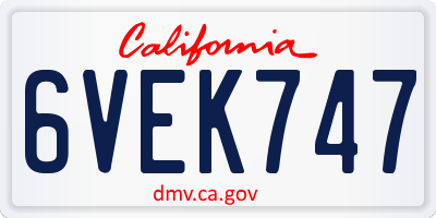 CA license plate 6VEK747