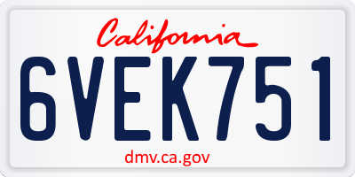 CA license plate 6VEK751