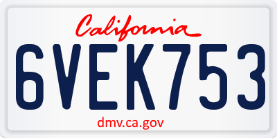 CA license plate 6VEK753