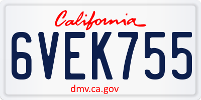 CA license plate 6VEK755