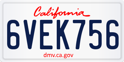 CA license plate 6VEK756