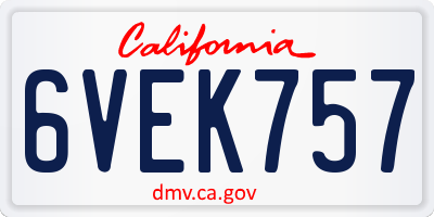 CA license plate 6VEK757