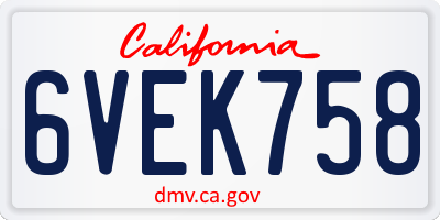 CA license plate 6VEK758