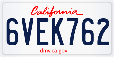 CA license plate 6VEK762